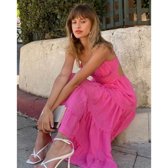 Princess Polly Dresses & Skirts - Princess Polly Dress Womens 6 Joella Midi Tiered Sundress Adjustable Straps